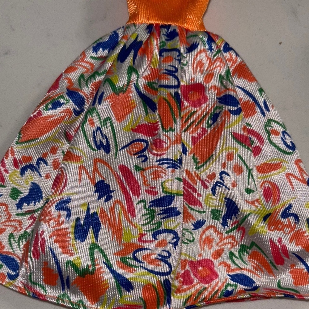 Barbie Orange Bodice Multicolor Abstract Floral Skirt - Picture 2 of 5